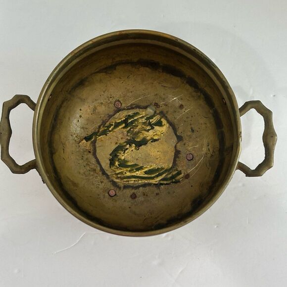 Vintage Brass Footed Planter 3 1/2" x 7" Preowned Condition - Picture 11 of 11